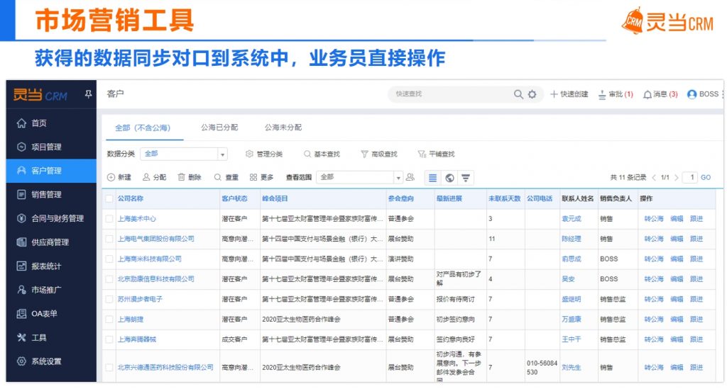 CRM软件系统会展展览公司特色应用市场营销管理线索商机直接导入CRM软件系统