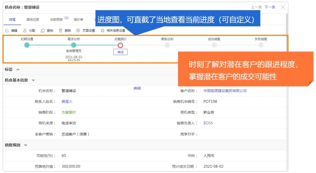 灵当CRM销售机会管理进度查询