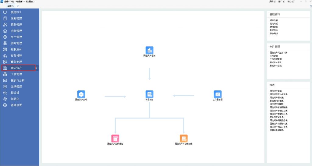 金蝶专业版固定资产